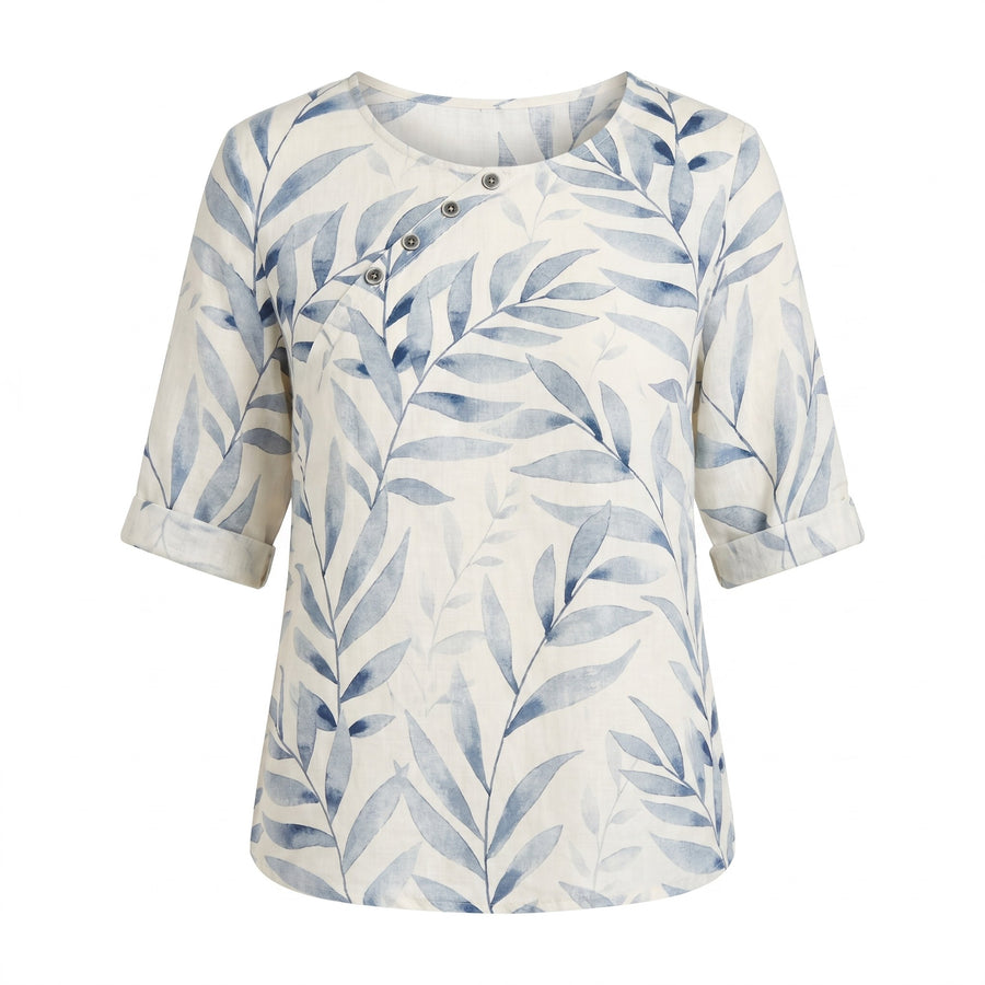 Fenella | Women's Printed Asymmetric Button Blouse