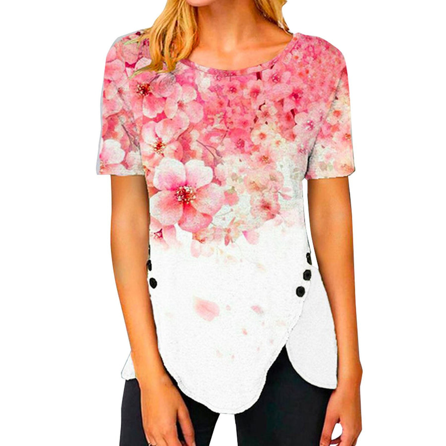 Fenella | Women's Asymmetric Floral Casual T-Shirt