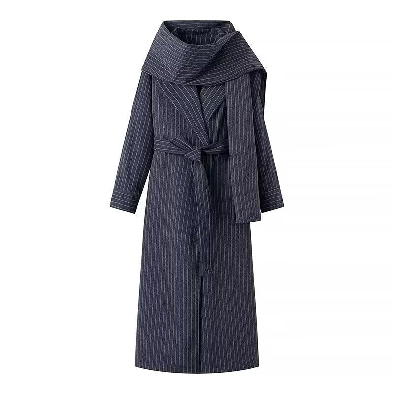 Fenella | Women's Tie Belt Belted Elegant Coat in Dark Gray