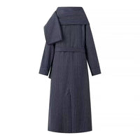 Fenella | Women's Tie Belt Belted Elegant Coat in Dark Gray