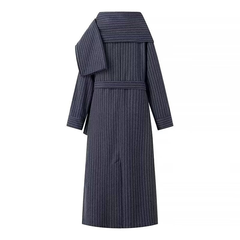 Fenella | Women's Tie Belt Belted Elegant Coat in Dark Gray