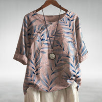 Fenella | Women's Printed Asymmetric Button Blouse in Pink