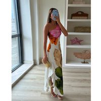 Feodora | Women's One-Shoulder Floral White Maxi Dress