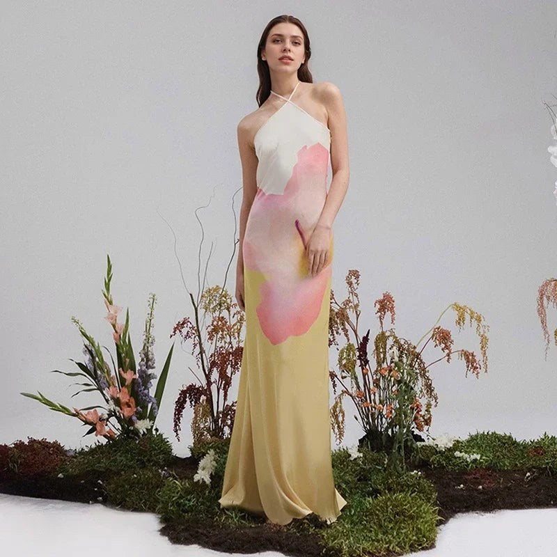 Feodora | Women's One-Shoulder Floral White Maxi Dress