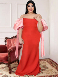 Feodora | Women's Voluminous Satin Maxi Dress in Red