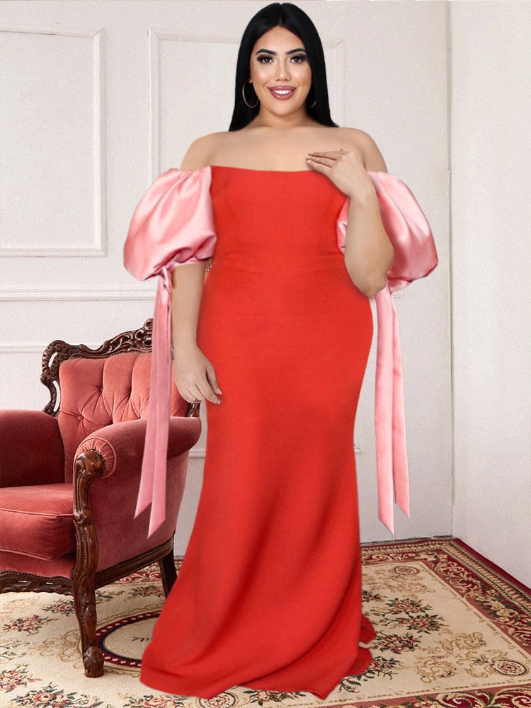 Feodora | Women's Voluminous Satin Maxi Dress in Red