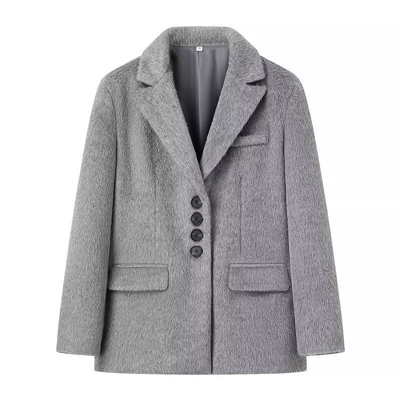 Fern | Women's Fleece Soft Elegant Blazer in Gray
