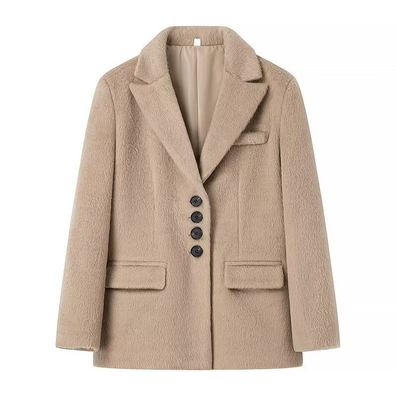 Fern | Women's Fleece Soft Elegant Blazer in Khaki