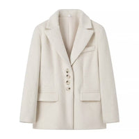 Fern | Women's Fleece Soft Elegant Blazer in White