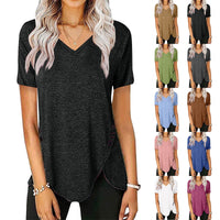 Fern | Women's Button Detail Asymmetric V-Neck Casual T-Shirt