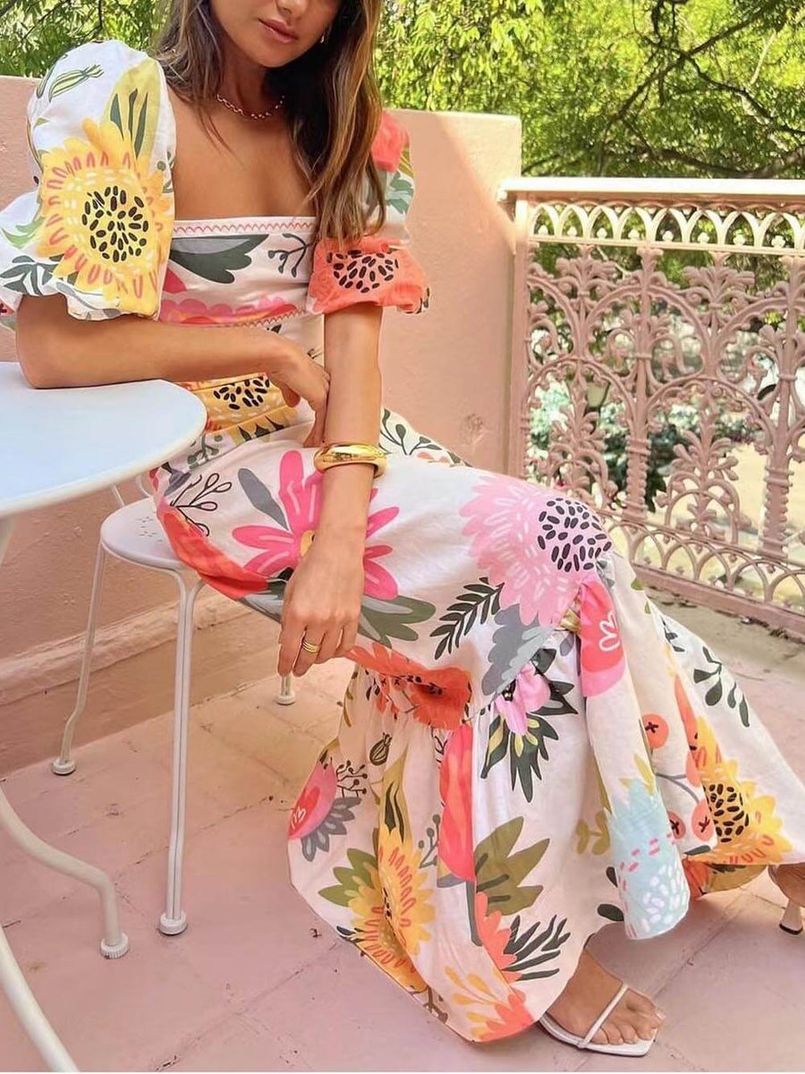 Fernanda | Women's Puff Sleeve White Maxi Dress