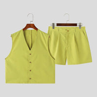 Ffion | Women's Sleeveless Elegant Blazer in Yellow Green