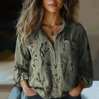 Ffion | Women's Bohemian Vintage Blouse in Green