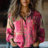Ffion | Women's Bohemian Vintage Blouse in Pink