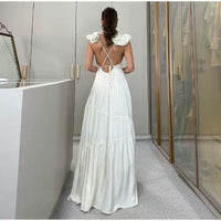 Fiammeta | Women's V-Neck Ruffle Elegant Maxi Dress