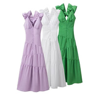 Fiammeta | Women's V-Neck Ruffle Elegant Maxi Dress