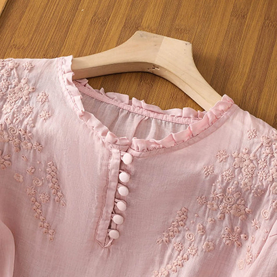 Fiammetta | Women's Button-Front Embroidered Blouse