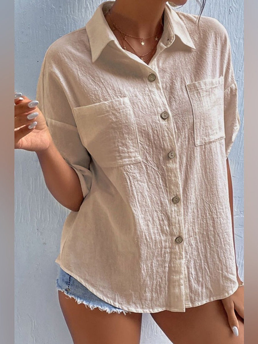 Fiammetta | Women's Lightweight Blouse in Dark Khaki