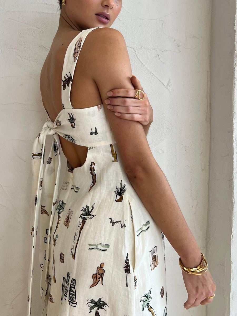 Filomena | Women's Square Neck White Maxi Dress
