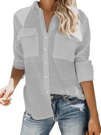 Fiona | Women's Pockets Lightweight Blouse in Gray