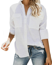 Fiona | Women's Pockets Lightweight Blouse in White