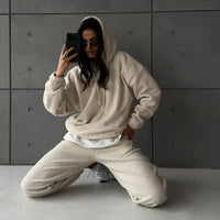 Fiona | Women's Fleece Two-Piece Set in Apricot