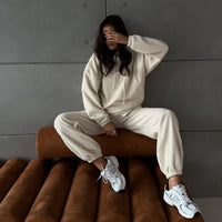 Fiona | Women's Fleece Two-Piece Set in Apricot