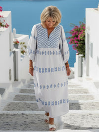 Fionnuala | Women's Notch-Neck White Midi Dress