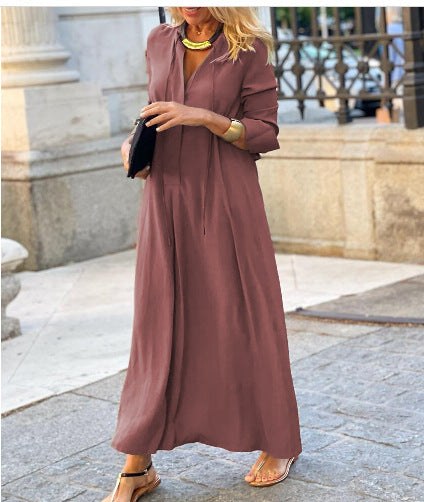 Fionnuala | Women's Elegant Maxi Dress in Brick Red