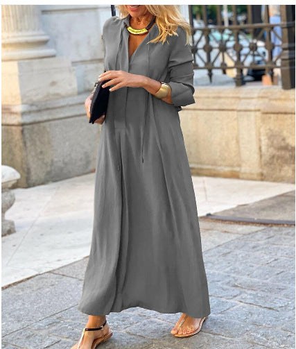 Fionnuala | Women's Elegant Maxi Dress in Gray
