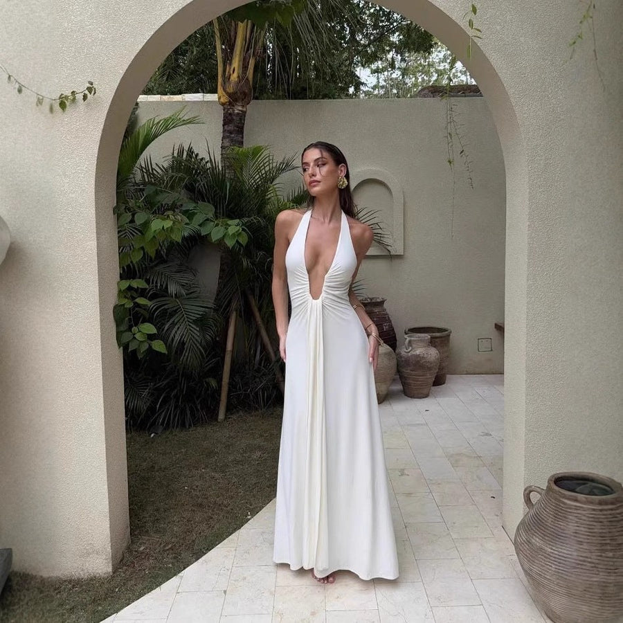 Fionnuala | Women's V-Neck Ruffle Elegant Maxi Dress