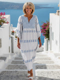 Fionnuala | Women's Notch-Neck White Midi Dress