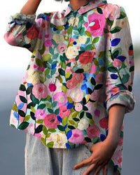Flavia | Women's Button-Up Floral Blouse