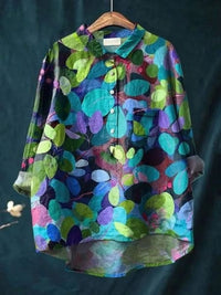 Flavia | Women's Button-Up Floral Blouse in Light Blue