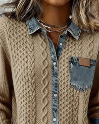 Fleur | Women's Cable Pattern Button Front Blouse