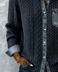 Fleur | Women's Cable Pattern Button Front Blouse