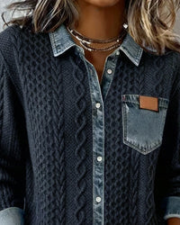 Fleur | Women's Cable Pattern Button Front Blouse