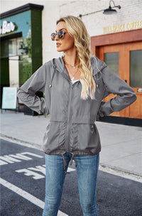 Fleur | Women's Lightweight Hooded Jacket in Light Gray