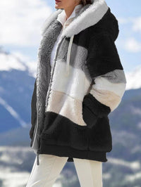 Fleur | Women's Pockets Fleece Modern Jacket in Black