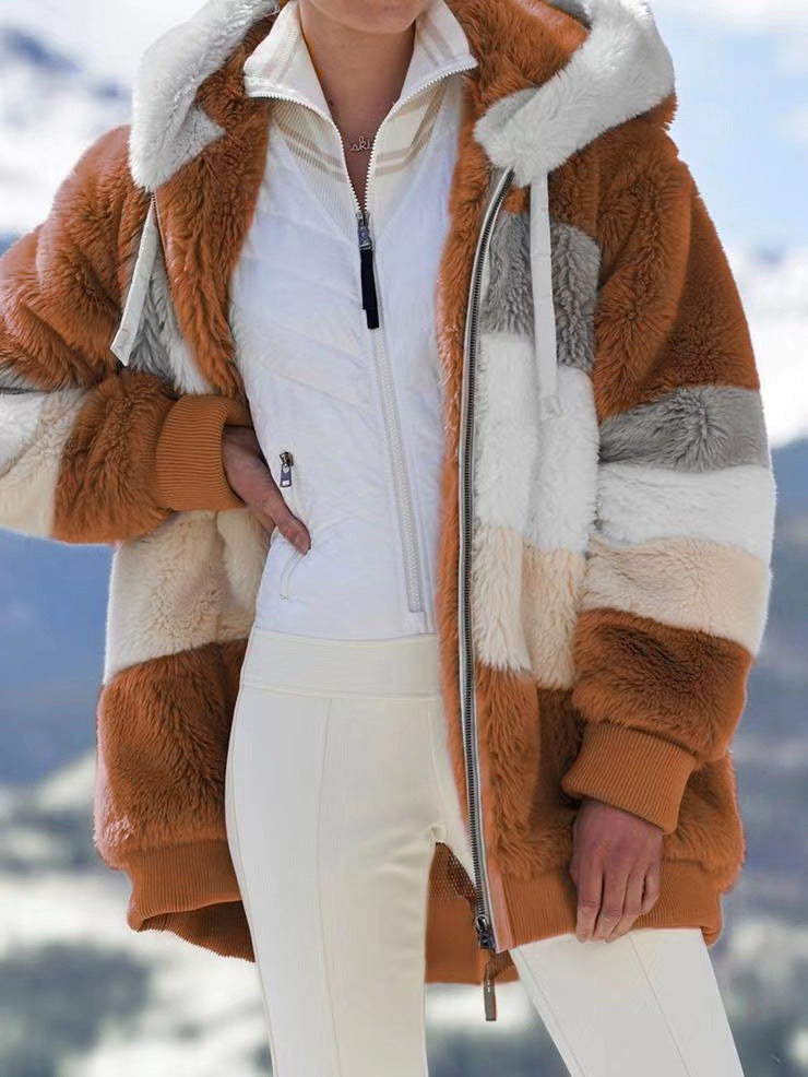 Fleur | Women's Pockets Fleece Modern Jacket in Caramel