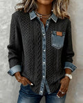Fleur | Women's Cable Pattern Button Front Blouse