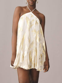 Fleurette | Women's Halter Sleeveless White Mini Dress