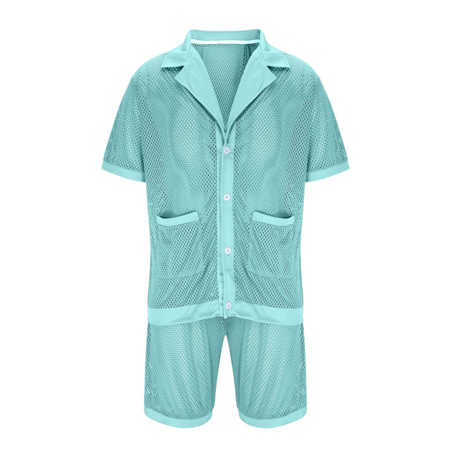 Fleurette | Women's Button-Front Pockets Pajama Set in Blue
