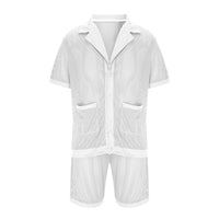 Fleurette | Women's Button-Front Pockets Pajama Set in White