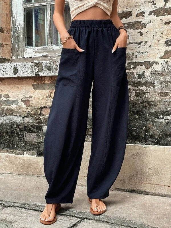 Fleurette | Women's Pockets Pants – Dress Pants in Dark Blue