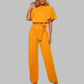 Florelle | Women's Belted Batwing Sleeve Wide-Leg Jumpsuit