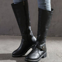 Florence | Women's Classic Buckle Side-Zip Knee-High Boots