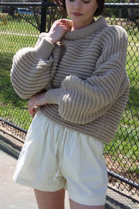 Florentina | Women's Turtleneck Knit Sweater in Khaki
