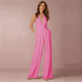 Florimel | Women's Halter Deep V Wide-Leg Jumpsuit