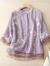 Fortuna | Women's Embroidered Accents Blouse in Purple